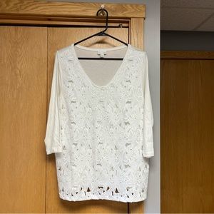 J. Jill White Oversized Boxy Blouse 3/4 Sleeve